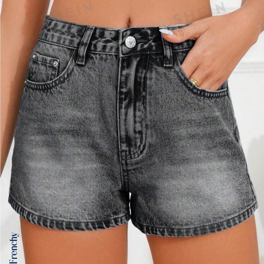 Dark Grey/ Black denim shorts